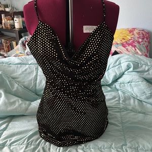 New Sparkly Cowl Neck Mini Dress